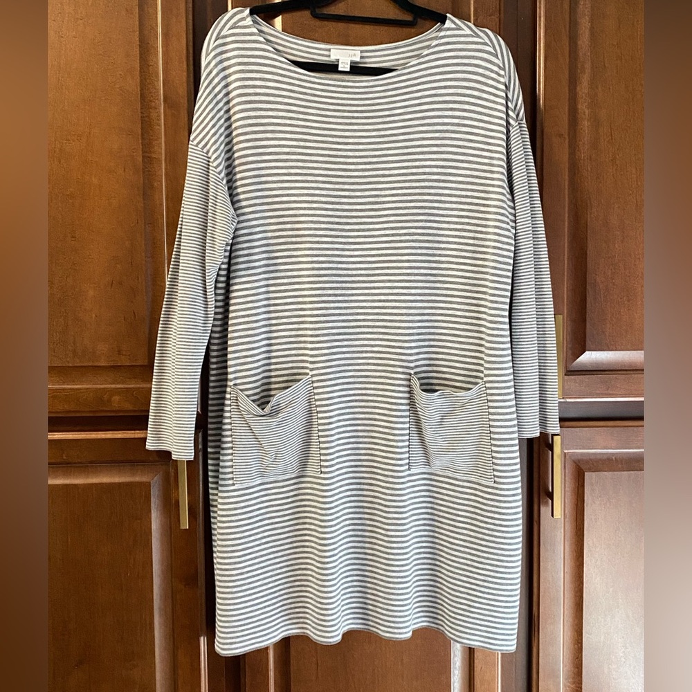 J. Jill Grey and White Striped Dress Size 1X